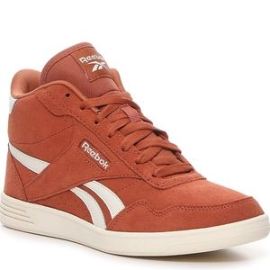 Reebok club high top, women's 8, orange, suede